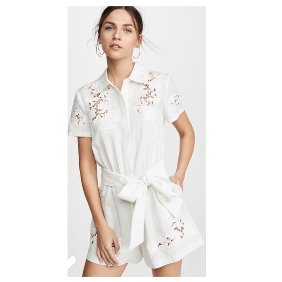 Alice + Olivia Lana Romper in White.
